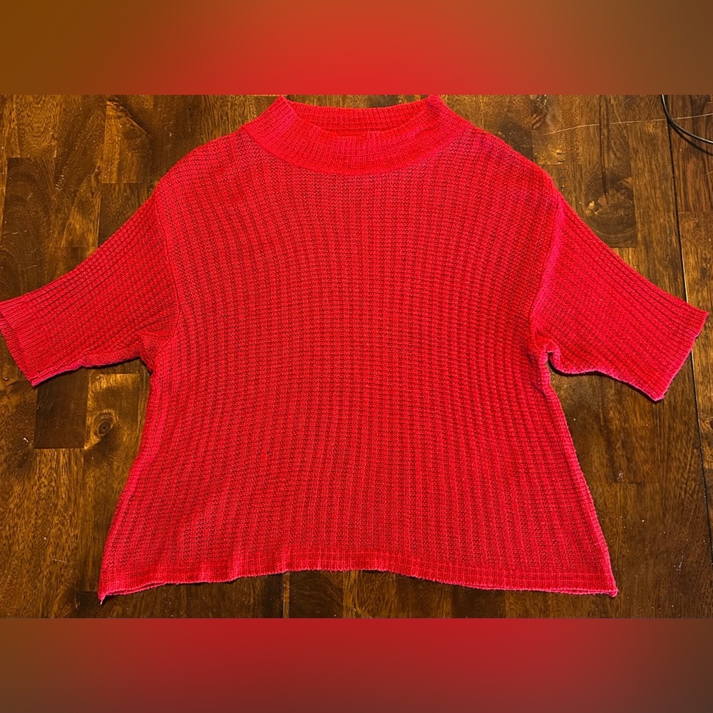 Croft & Barrow Red Short Sleeve Mock-neck Sweater Small
